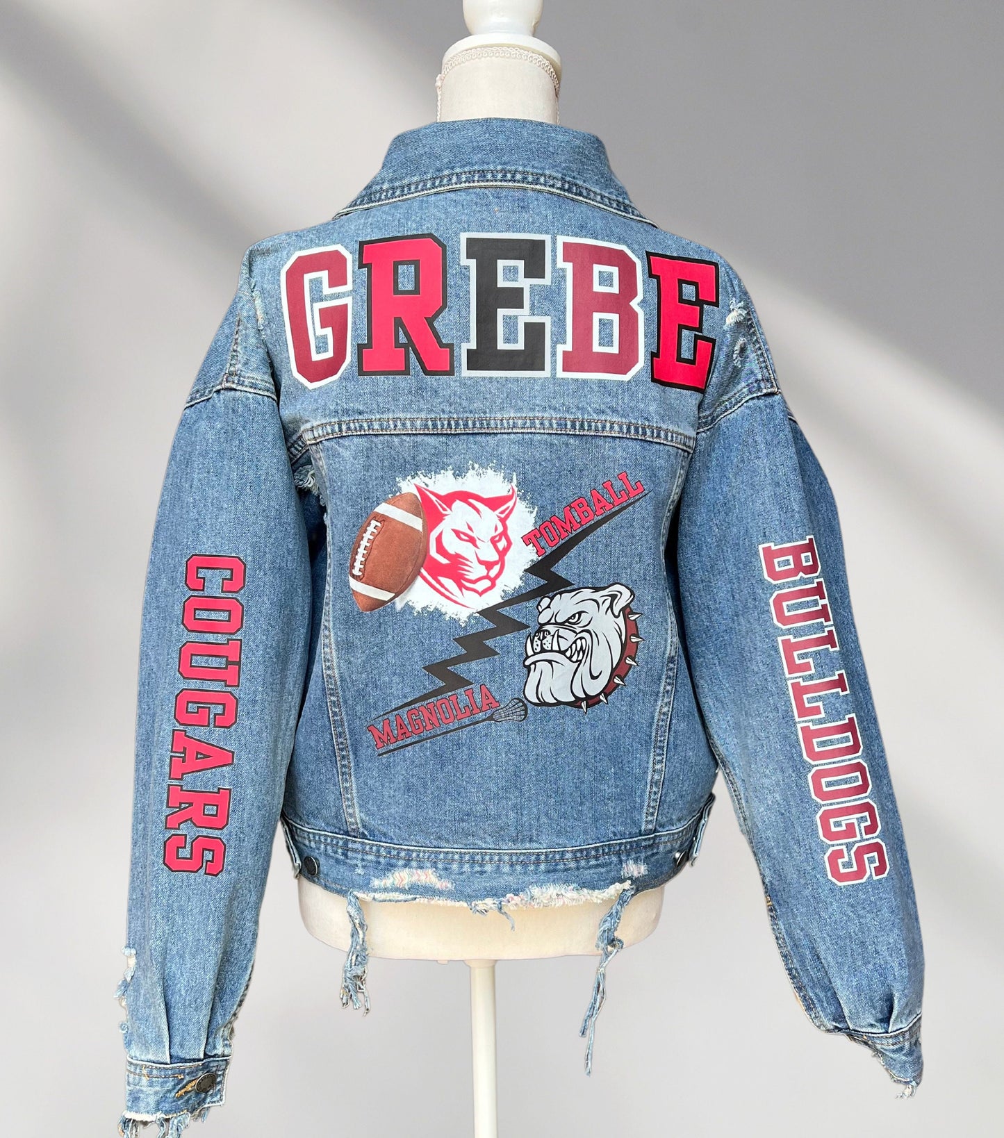 Custom Baseball Mom Jacket, Custom Jean Jacket, Football Girlfriend Jacket, Custom Sports Jackets, GF Jacket, Sports Mom Jacket, Team Gifts
