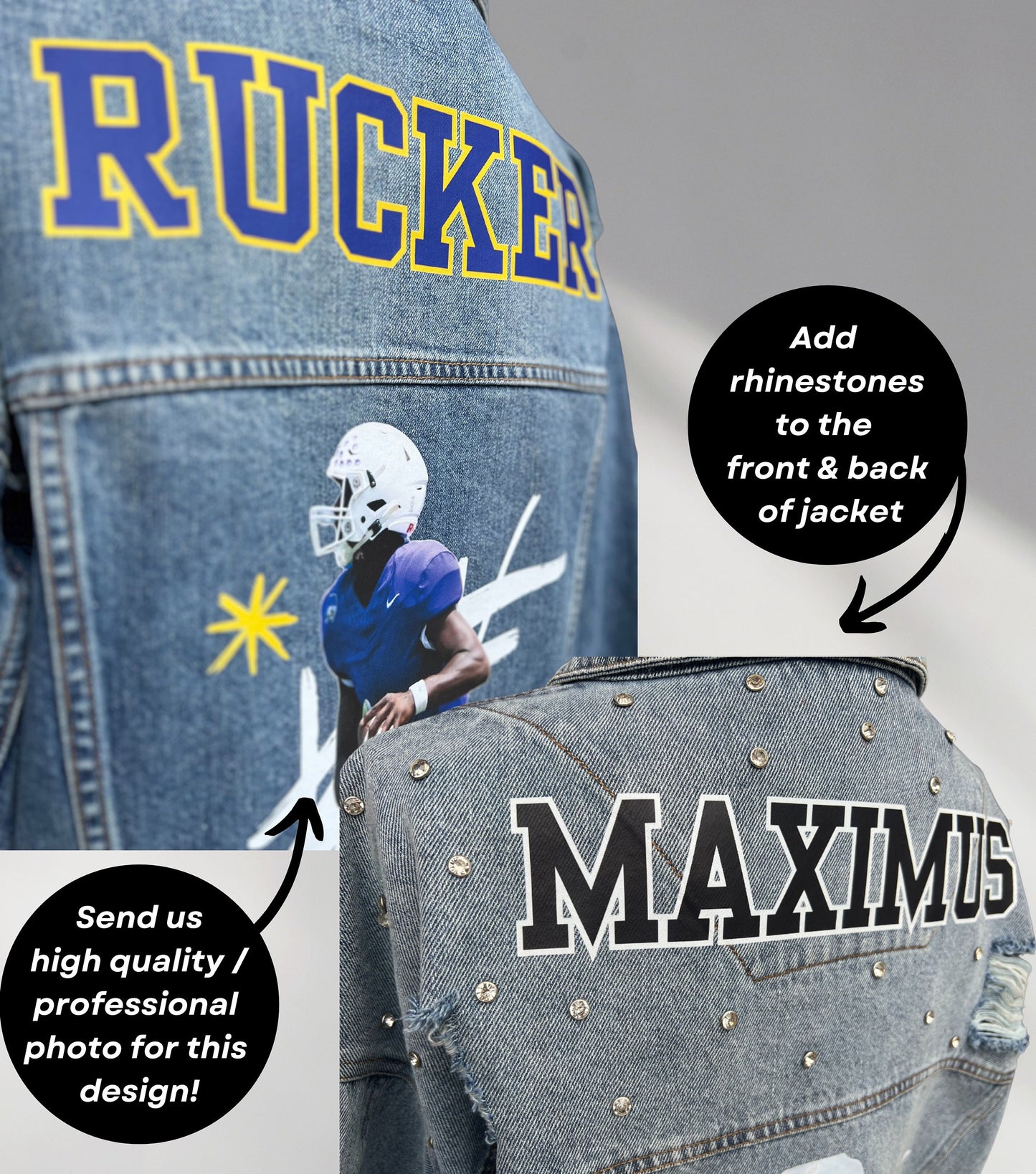 Cheer Mom Denim Jacket, Sport Mom Jean Jacket, Cheerleader Fan Denim Jacket, Highschool Jean Jacket,Custom Jean Jacket, Game Day Jean Outfit