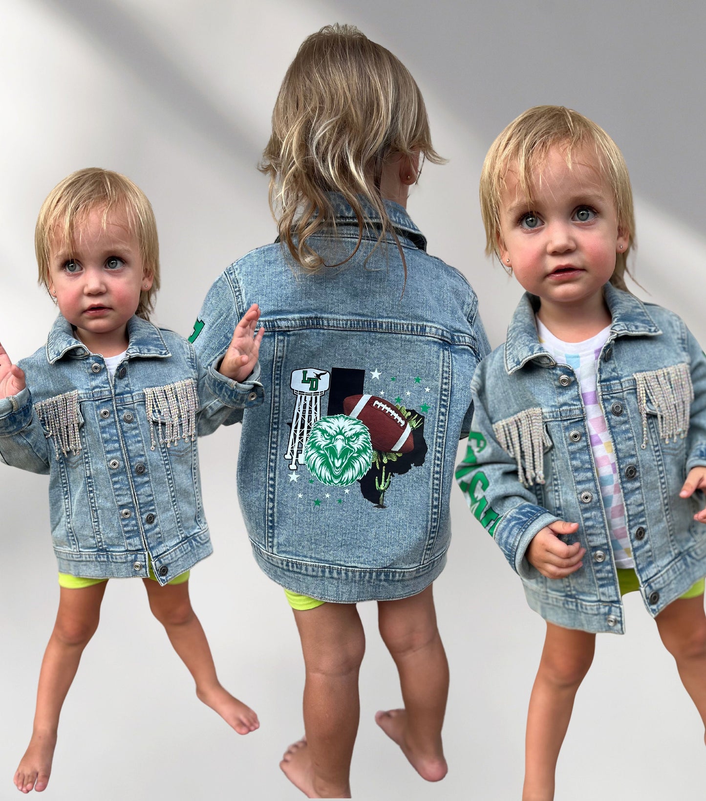 Football Toddler Jacket, Mini Jean Jacket, Matching Kids Jean Jacket, Personalized Jean Jacket, Mommy and Toddler Jacket, Custom Girl Jacket