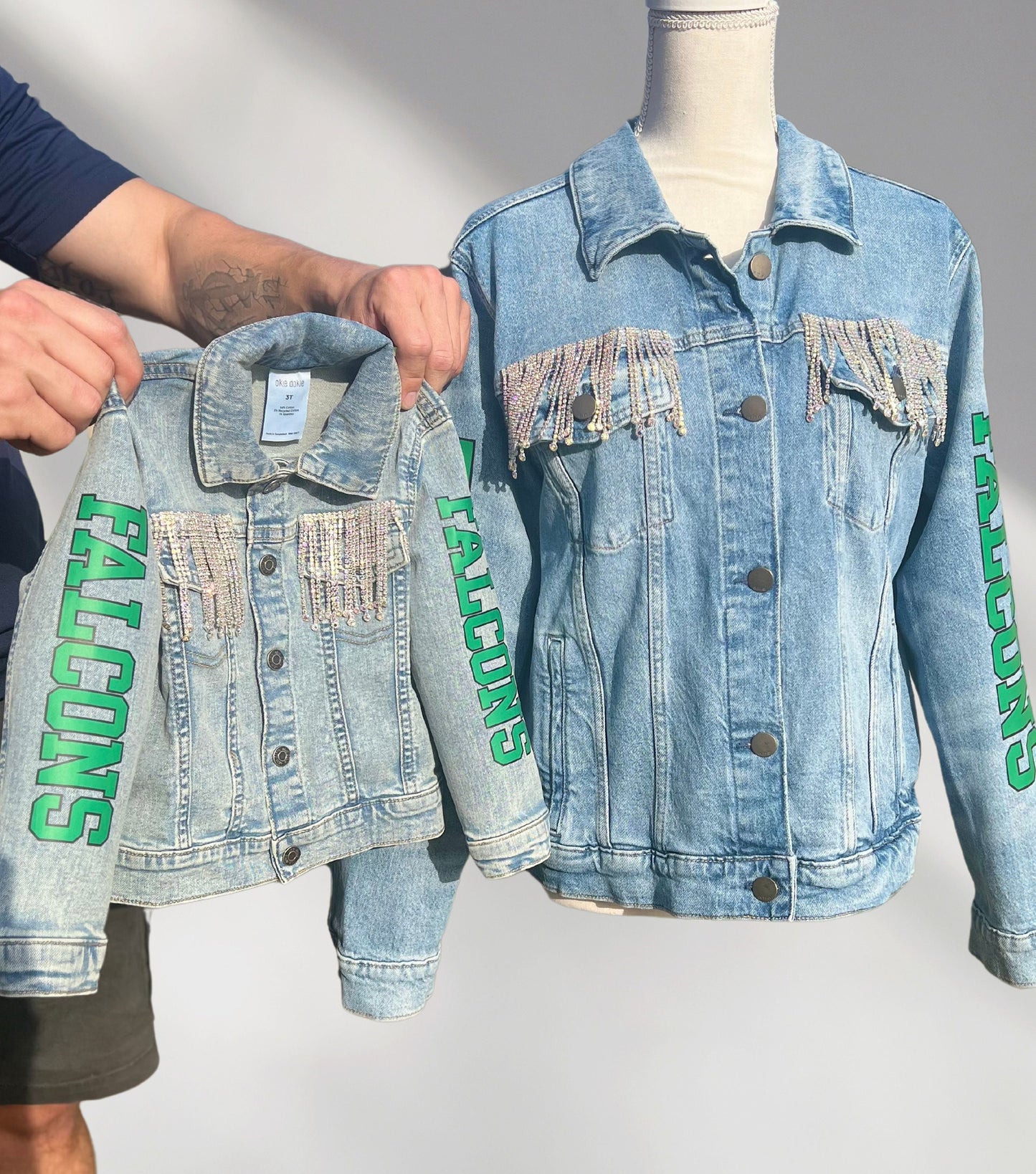 Football Toddler Jacket, Mini Jean Jacket, Matching Kids Jean Jacket, Personalized Jean Jacket, Mommy and Toddler Jacket, Custom Girl Jacket