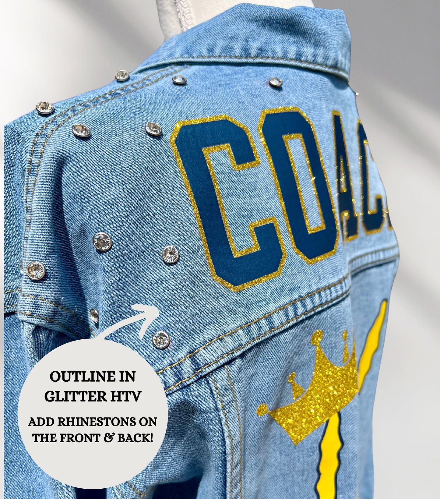 Custom Cheer Coach Denim Jacket, Cheer Mom Jean Jacket, Personalized Cheer Mom, Cheer Competition Jackets, Bling Dance Mom Jackets, Custom