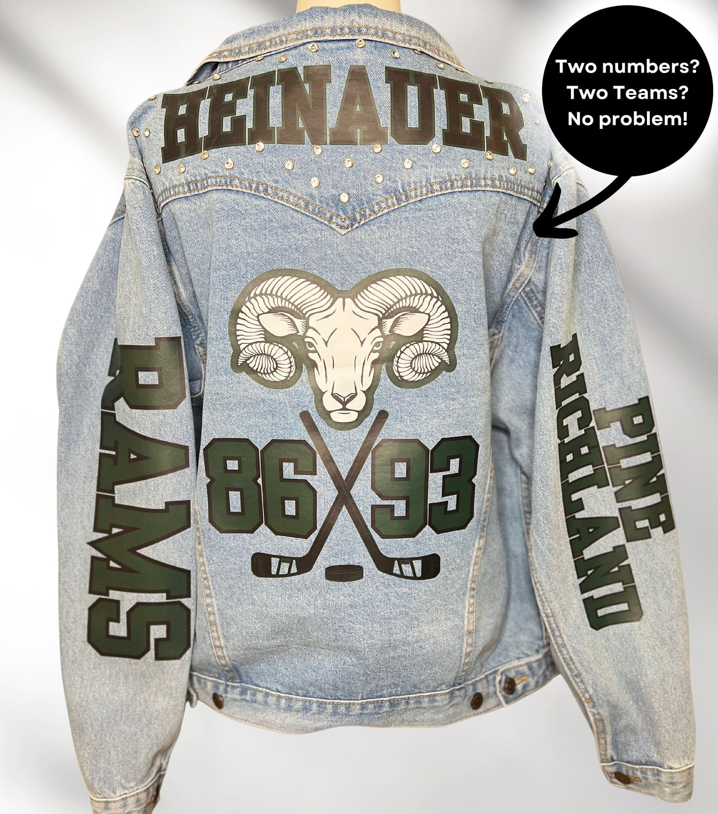 Custom Denim Jacket, Sports Mom Denim Coat, Custom Jean Jacket, Baseball Mom Jacket, Personalized Number Jackets, Football Jacket, Team Gift