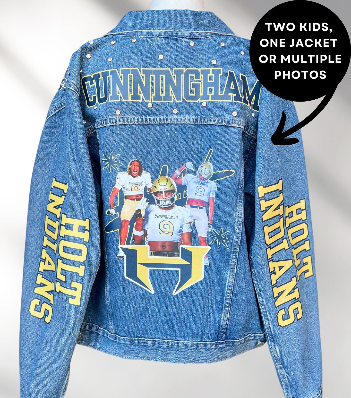 Cheer Mom Denim Jacket, Sport Mom Jean Jacket, Cheerleader Fan Denim Jacket, Highschool Jean Jacket,Custom Jean Jacket, Game Day Jean Outfit