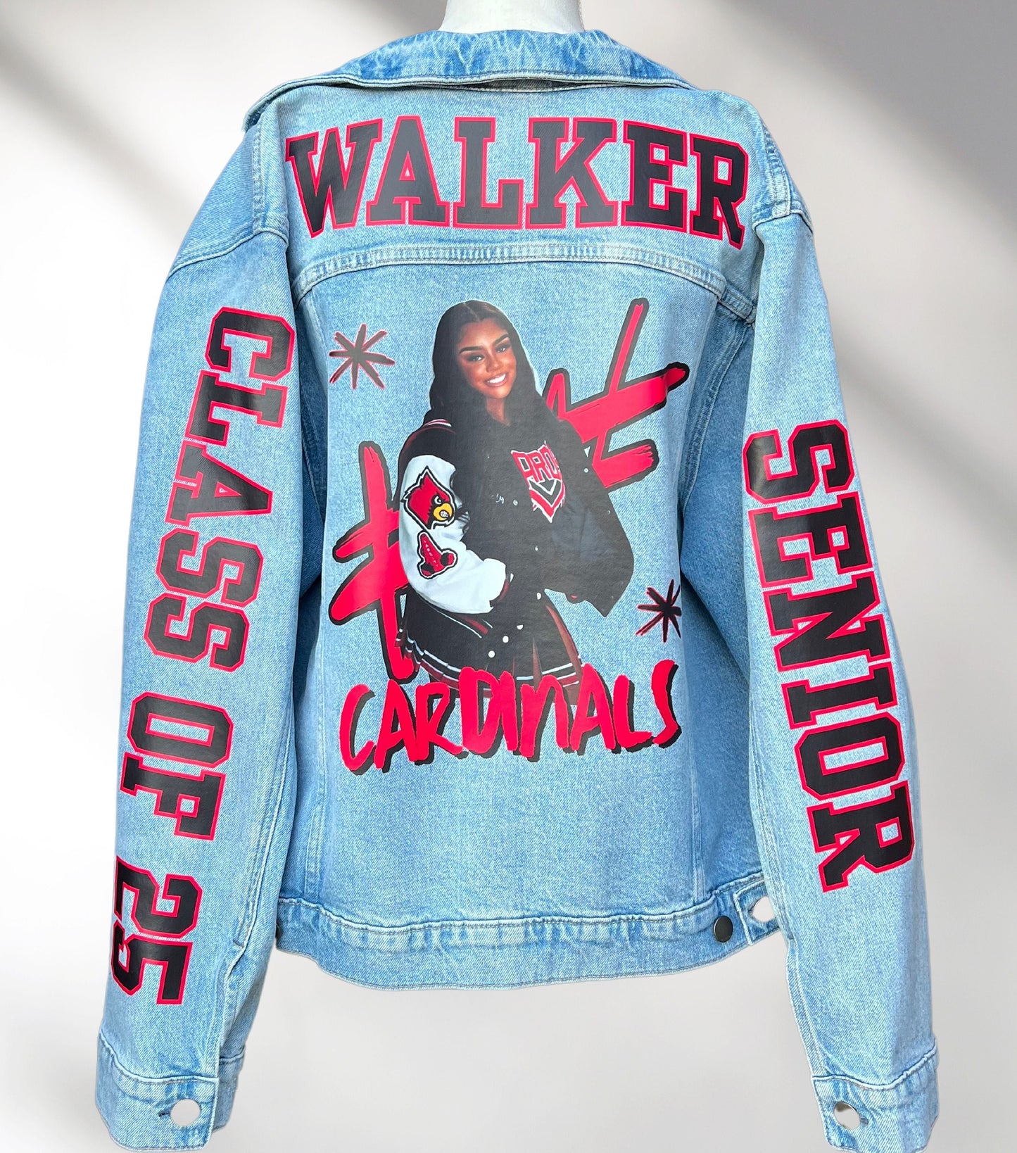 Cheer Mom Denim Jacket, Sport Mom Jean Jacket, Cheerleader Fan Denim Jacket, Highschool Jean Jacket,Custom Jean Jacket, Game Day Jean Outfit