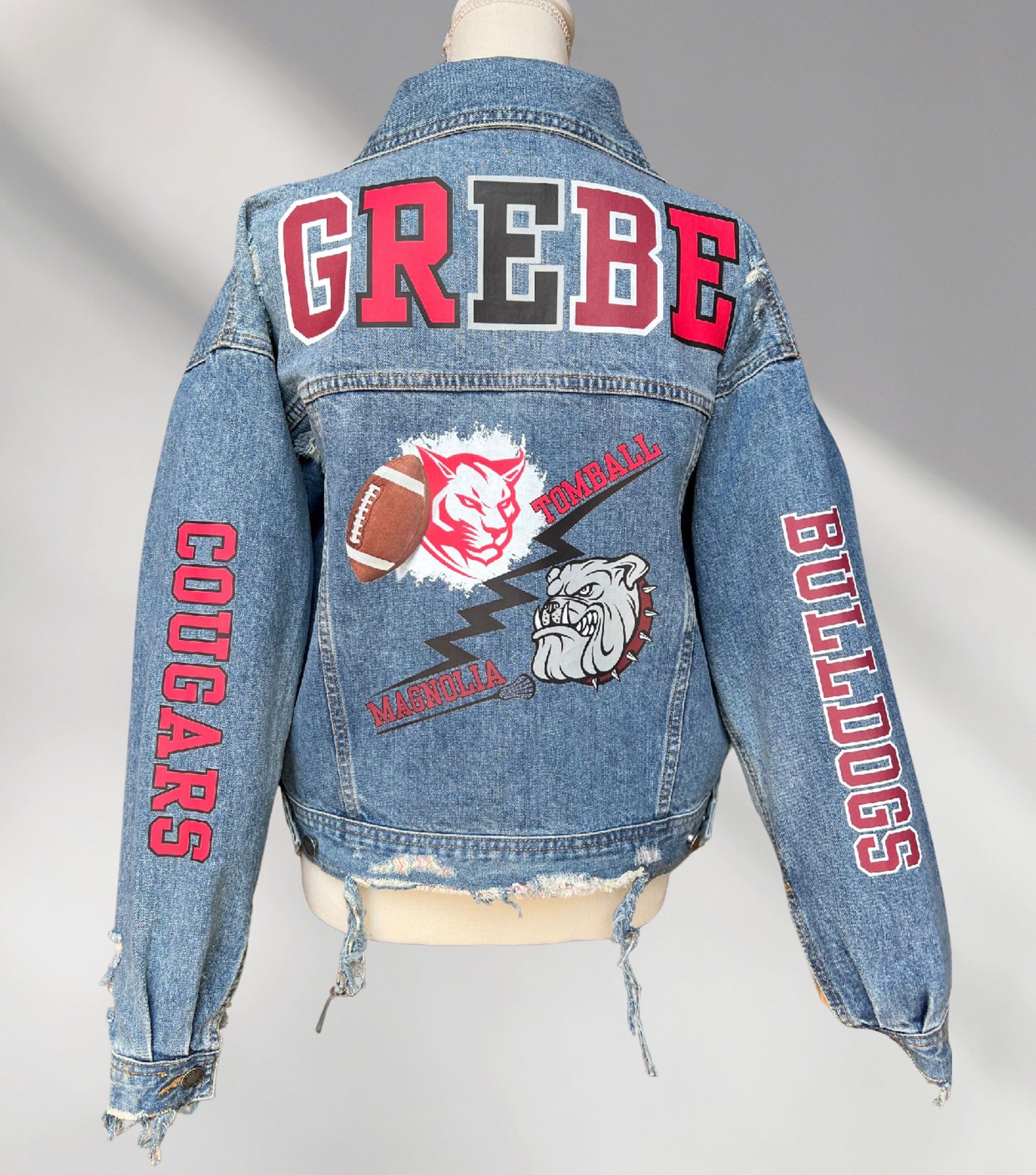 Custom Denim Jacket, Custom Jean Jacket, Personalized Team Jackets, Track Mom Jackets, Football Mom Jacket, Sports Mom Jacket, Team Gifts
