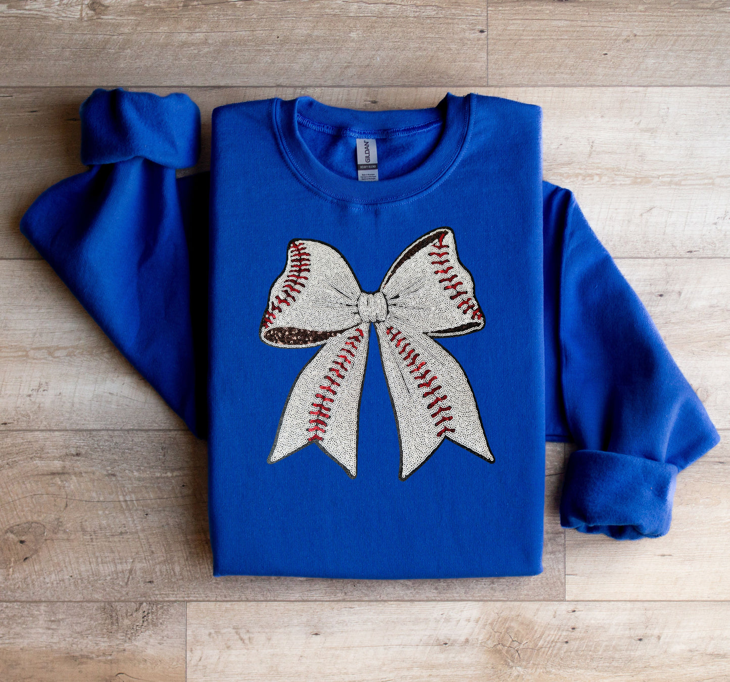 Baseball Sequin Bow Patch Sweatshirt