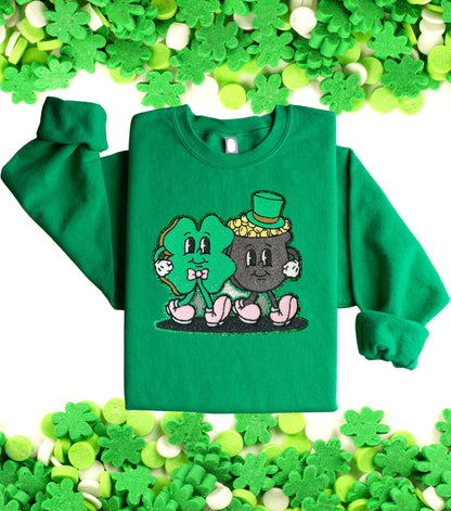 Four Leaf Clover and Pot of Gold Patch Sweater