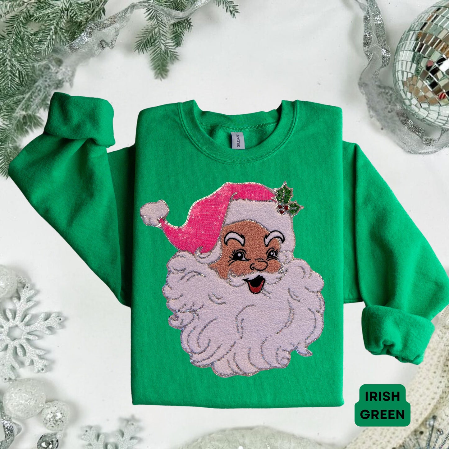 Sequin Pink Santa Christmas Sweater