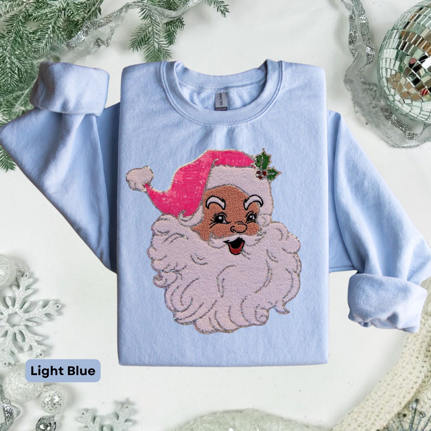 Sequin Pink Santa Christmas Sweater