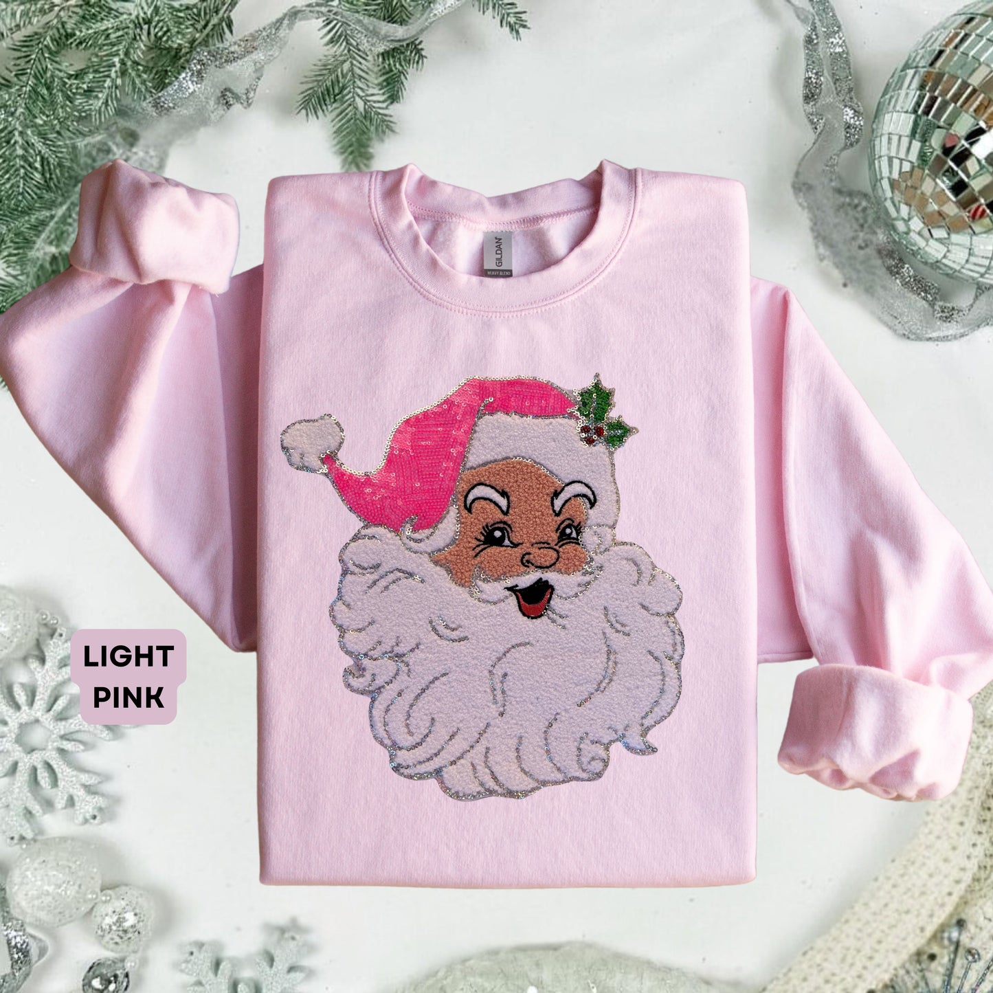 Sequin Pink Santa Christmas Sweater