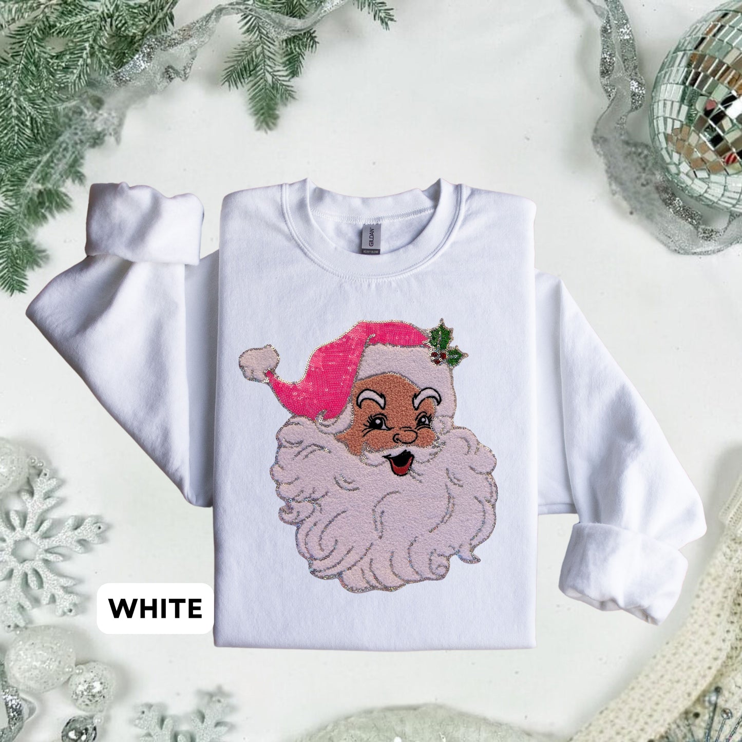 Sequin Pink Santa Christmas Sweater