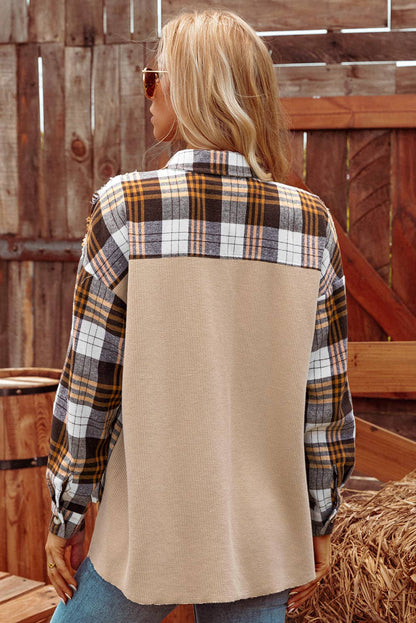 Plaid Patchwork Knit Shacket