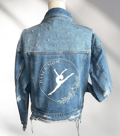 Dance Mom Denim Jacket, Dance Mom Denim Jacket, Custom Dance Jacket, Dancer Jean Jacket, Personalized Denim Jacket, Dance Team Gift, Dance Coach Gift, Dancer Jacket