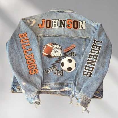 Custom Denim Jacket, Soccer Mom Denim Coat, Custom Jean Jacket, Baseball Mom Jacket, Personalized Team Jackets, Sports Mom Jacket, Team Gift