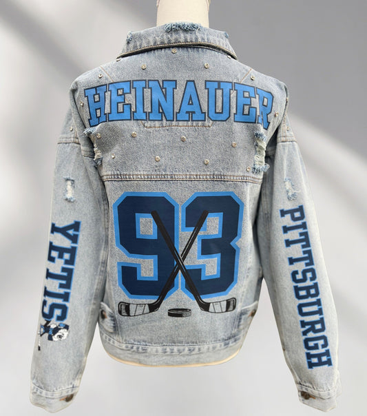 Custom Hockey Mom Denim Jacket