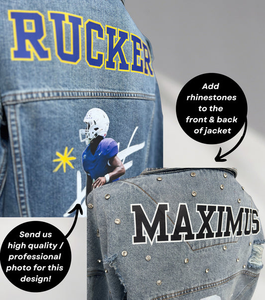 Baseball Mom Denim Jacket, Custom baseball Jean Jacket, Custom Sports Mama Jacket, Game Day Jean Outfit, Highschool Jean Jacket, Baseball GF