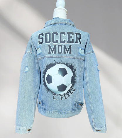 Baseball Mom Denim Jacket, Custom baseball Jean Jacket, Custom Sports Mama Jacket, Game Day Jean Outfit, Highschool Jean Jacket, Baseball GF