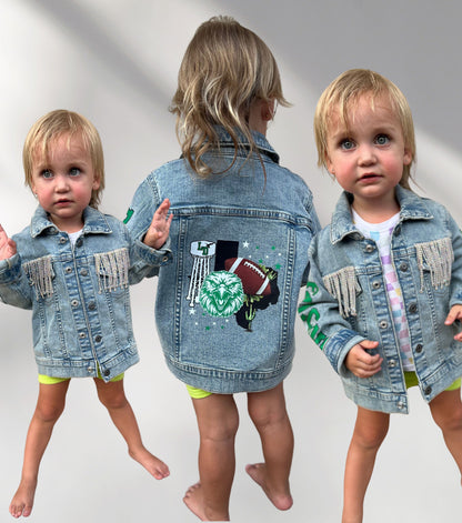 Football Toddler Jacket, Mini Jean Jacket, Matching Kids Jean Jacket, Personalized Jean Jacket, Mommy and Toddler Jacket, Custom Girl Jacket