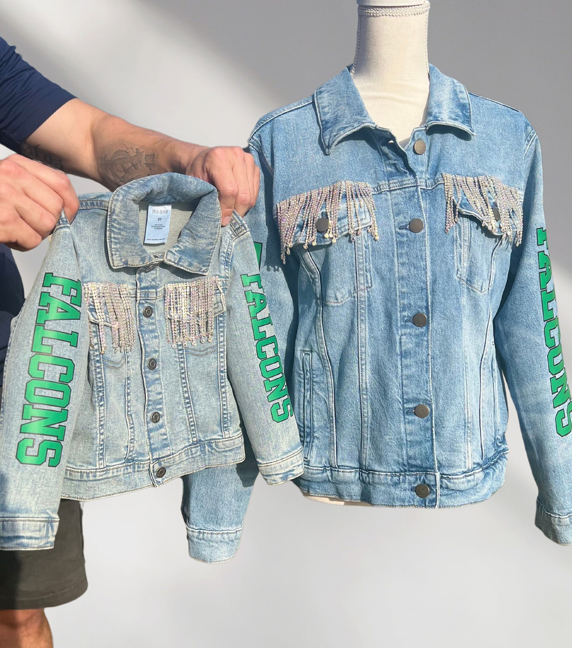 Football Toddler Jacket, Mini Jean Jacket, Matching Kids Jean Jacket, Personalized Jean Jacket, Mommy and Toddler Jacket, Custom Girl Jacket