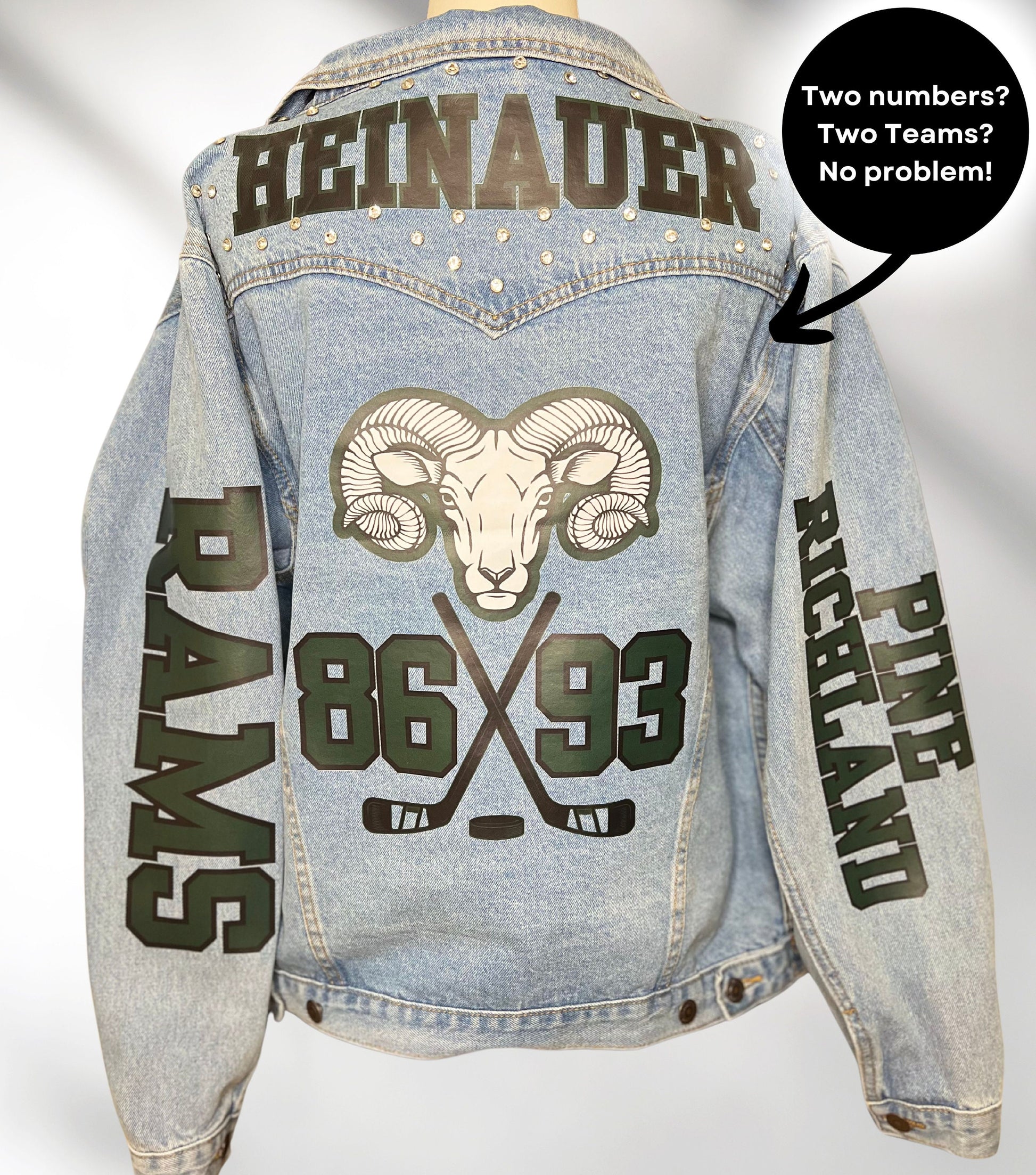 Custom Denim Jacket, Sports Mom Denim Coat, Custom Jean Jacket, Baseball Mom Jacket, Personalized Number Jackets, Football Jacket, Team Gift