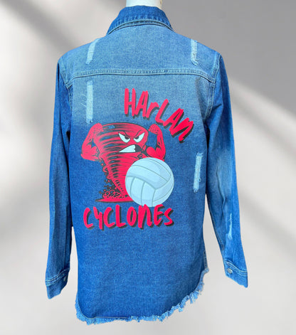 Custom Denim Jacket, Custom Jean Jacket, Personalized Team Jackets, Custom Sports Jacket, Volleyball Mom Jacket,Vball Coach Jacket,Team Gift