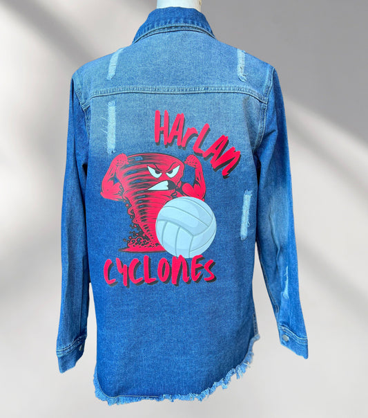 Custom Denim Jacket, Custom Jean Jacket, Personalized Team Jackets, Custom Sports Jacket, Volleyball Mom Jacket,Vball Coach Jacket,Team Gift