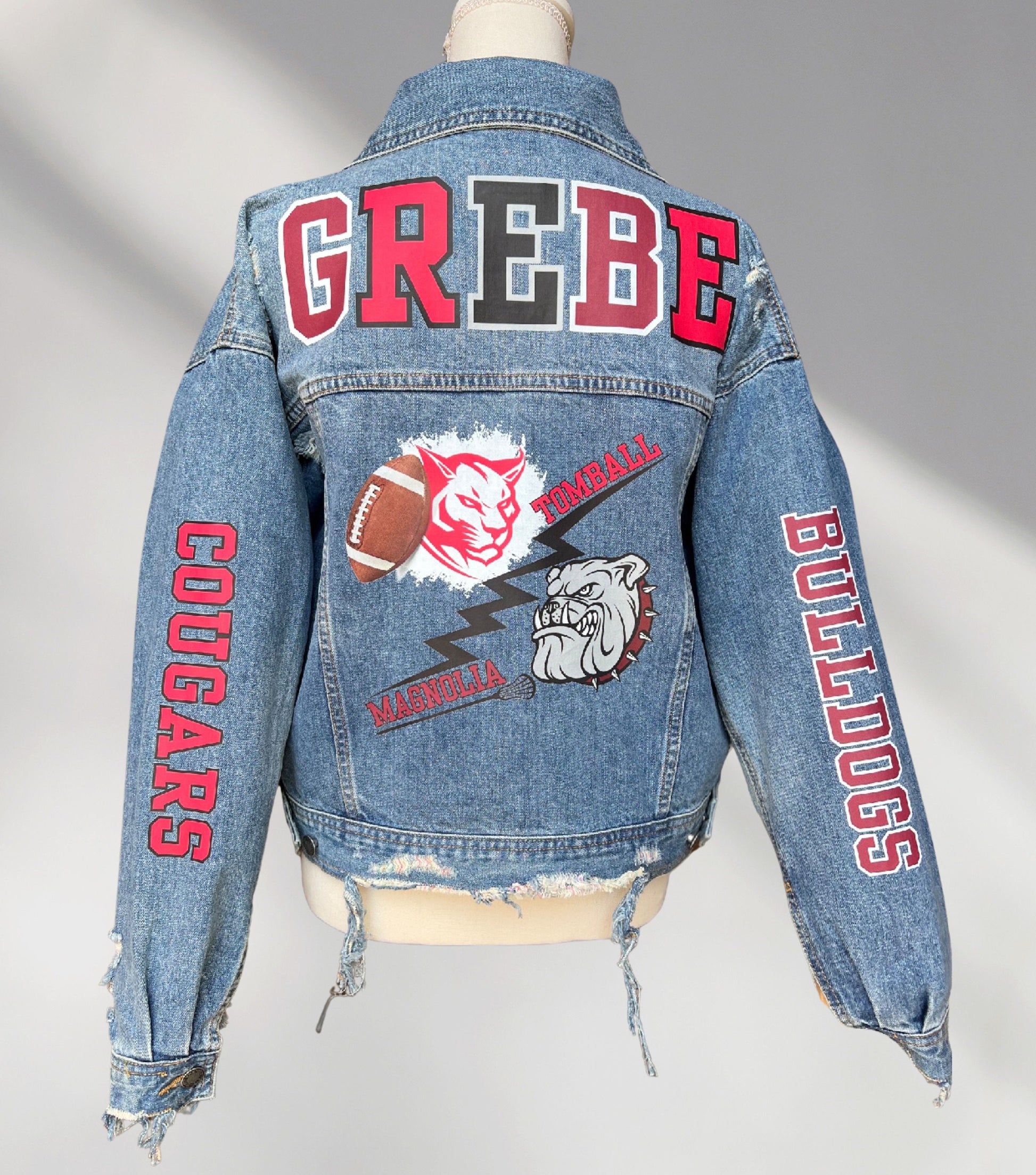 Custom Denim Jacket, Custom Jean Jacket, Personalized Team Jackets, Track Mom Jackets, Football Mom Jacket, Sports Mom Jacket, Team Gifts