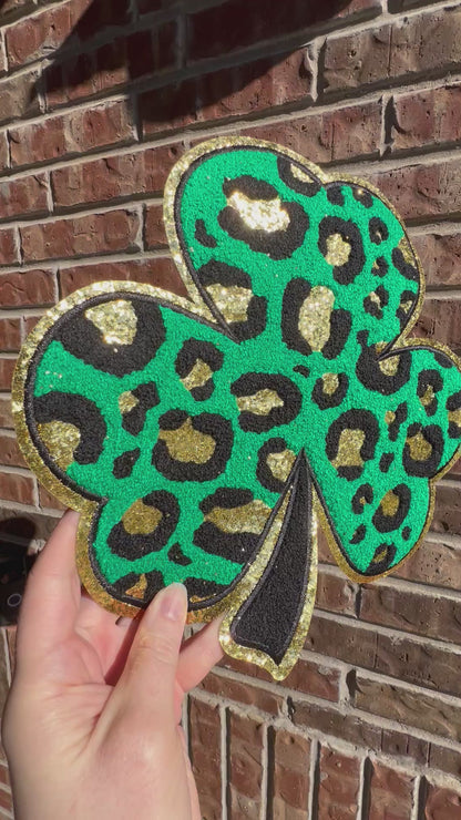 Leopard Shamrock Patch Sweater