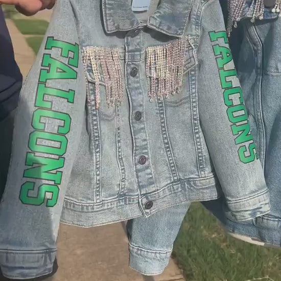 Football Toddler Jacket, Mini Jean Jacket, Matching Kids Jean Jacket, Personalized Jean Jacket, Mommy and Toddler Jacket, Custom Girl Jacket
