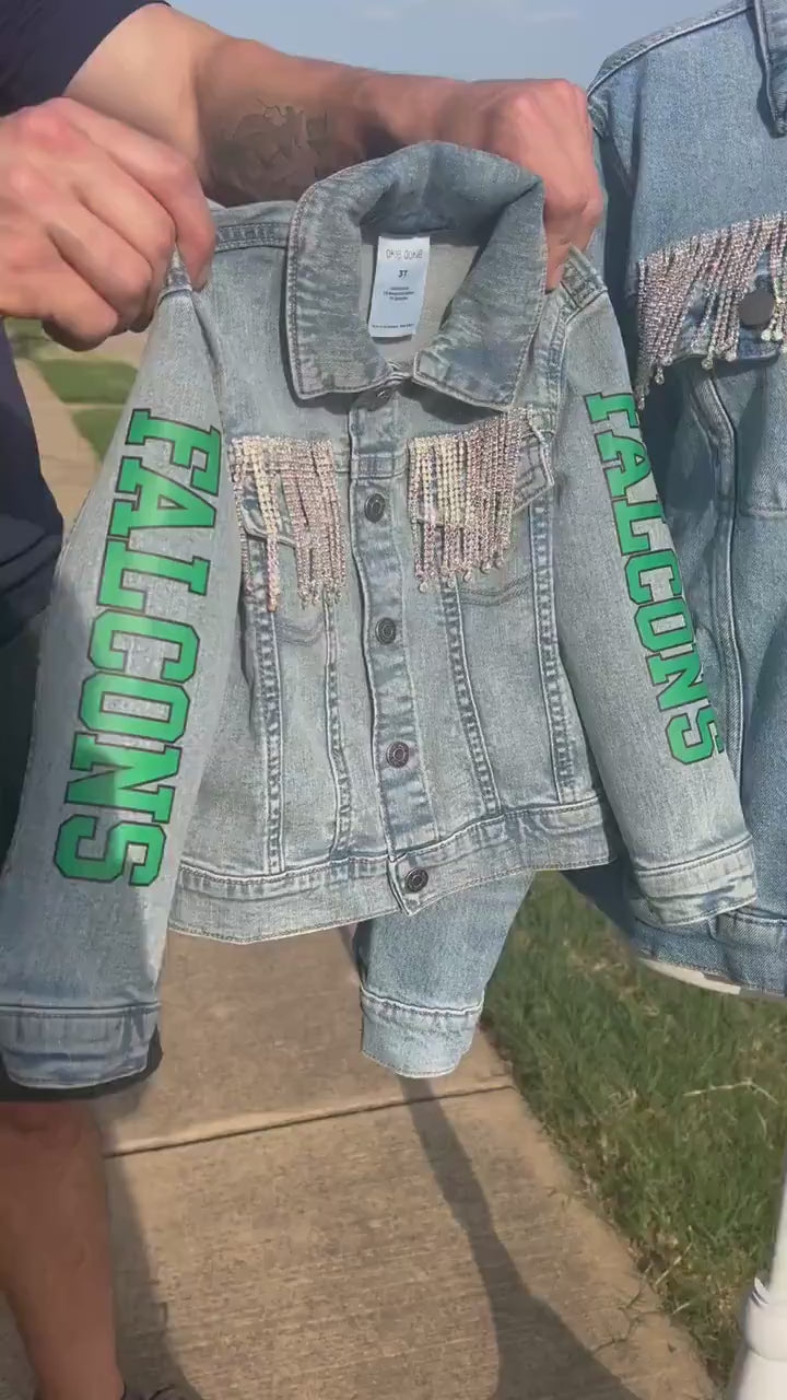 Football Toddler Jacket, Mini Jean Jacket, Matching Kids Jean Jacket, Personalized Jean Jacket, Mommy and Toddler Jacket, Custom Girl Jacket