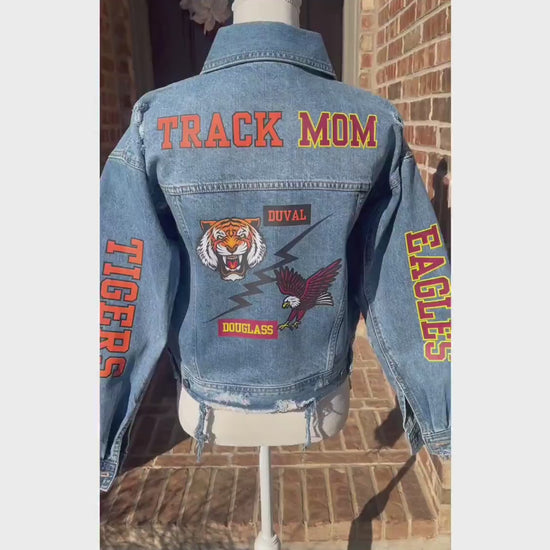 Custom Denim Jacket, Custom Jean Jacket, Personalized Team Jackets, Track Mom Jackets, Football Mom Jacket, Sports Mom Jacket, Team Gifts