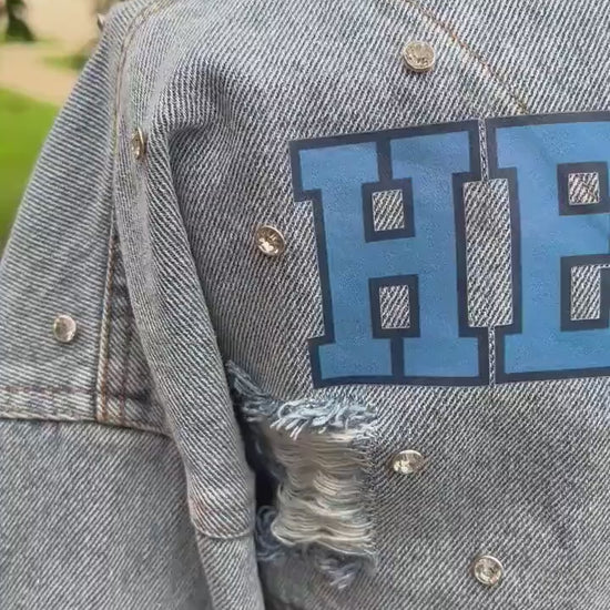 Custom Denim Jacket, Sports Mom Denim Coat, Custom Jean Jacket, Baseball Mom Jacket, Personalized Number Jackets, Football Jacket, Team Gift