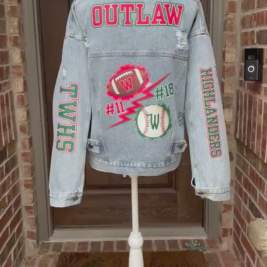 Custom Baseball Mom Jacket, Custom Jean Jacket, Football Girlfriend Jacket, Custom Sports Jackets, GF Jacket, Sports Mom Jacket, Team Gifts