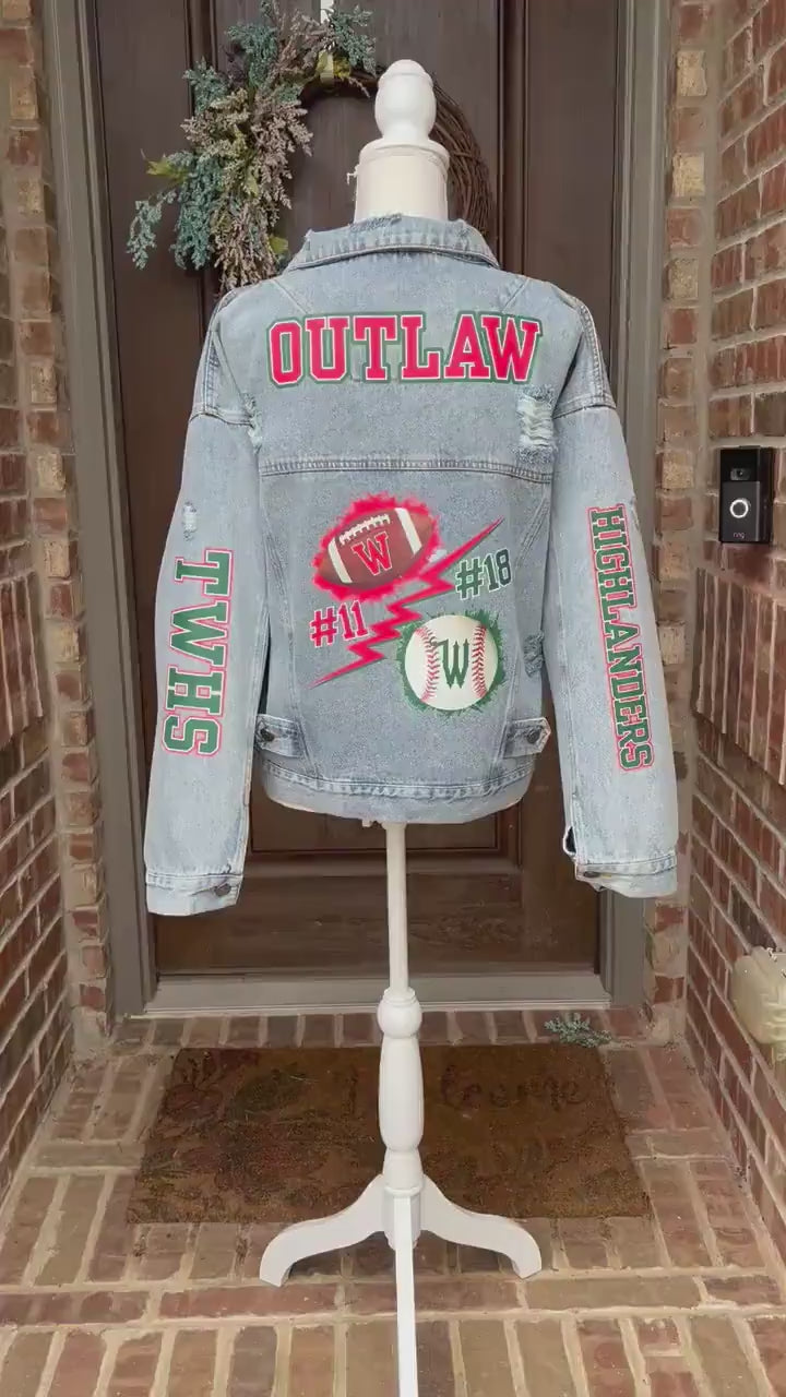 Custom Baseball Mom Jacket, Custom Jean Jacket, Football Girlfriend Jacket, Custom Sports Jackets, GF Jacket, Sports Mom Jacket, Team Gifts