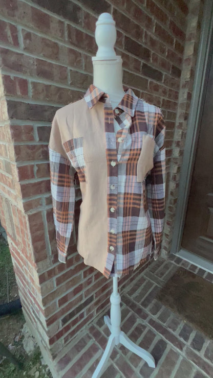 Plaid Patchwork Knit Shacket