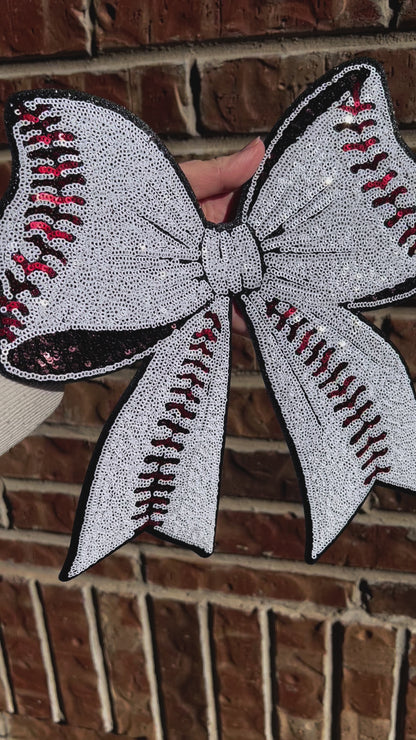 Baseball Sequin Bow Patch Sweatshirt